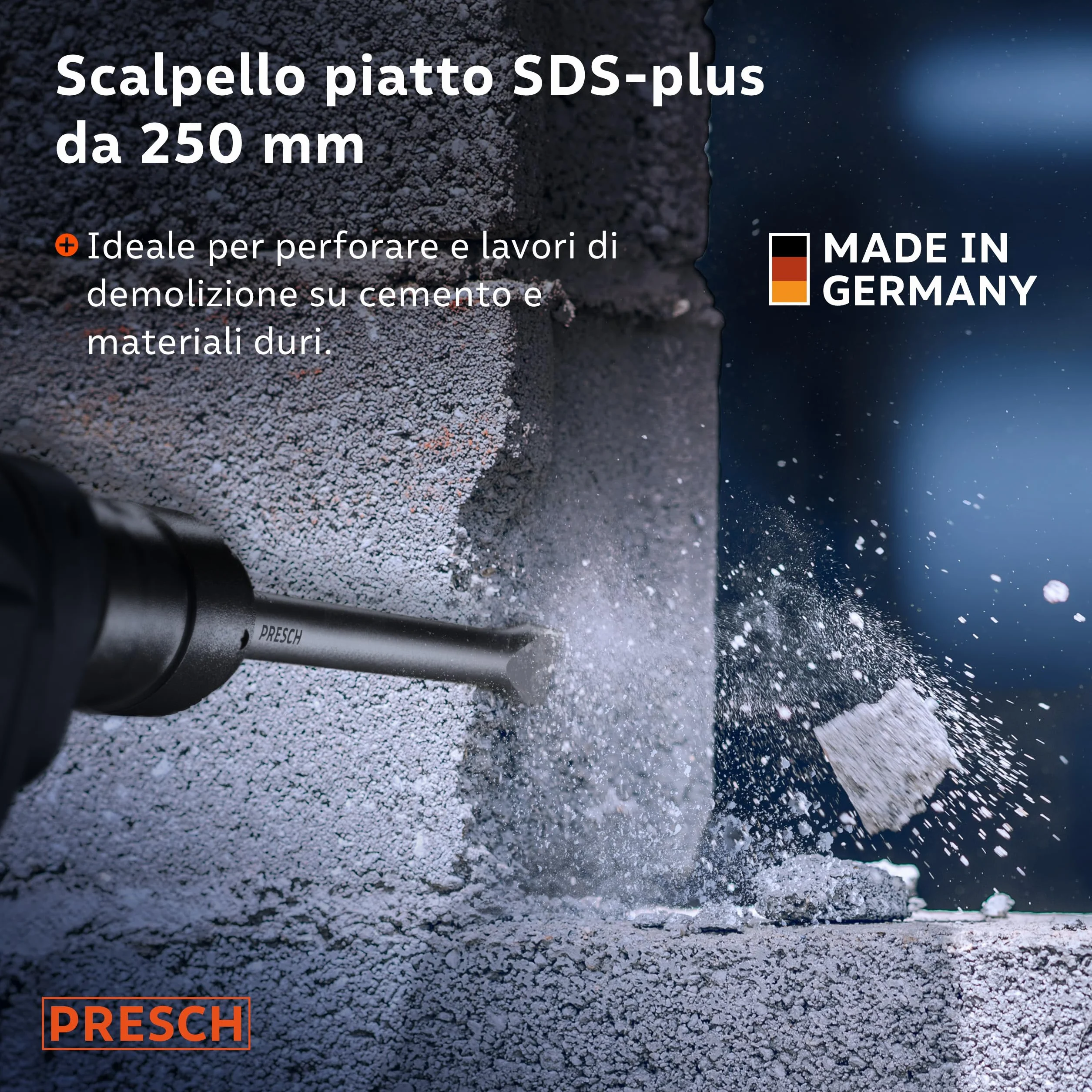 PRESCH SDS plus Scalpello piatto 20 mm 250 mm Acciaio per demolizione