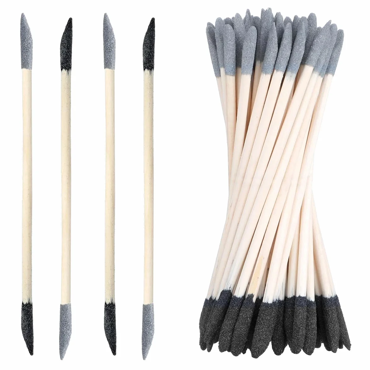 Bastoncini abrasivi a Doppia Testa 50 Pezzi per Legno Lucidatura Unghie Grana fine 150 Nero 280 Grigio