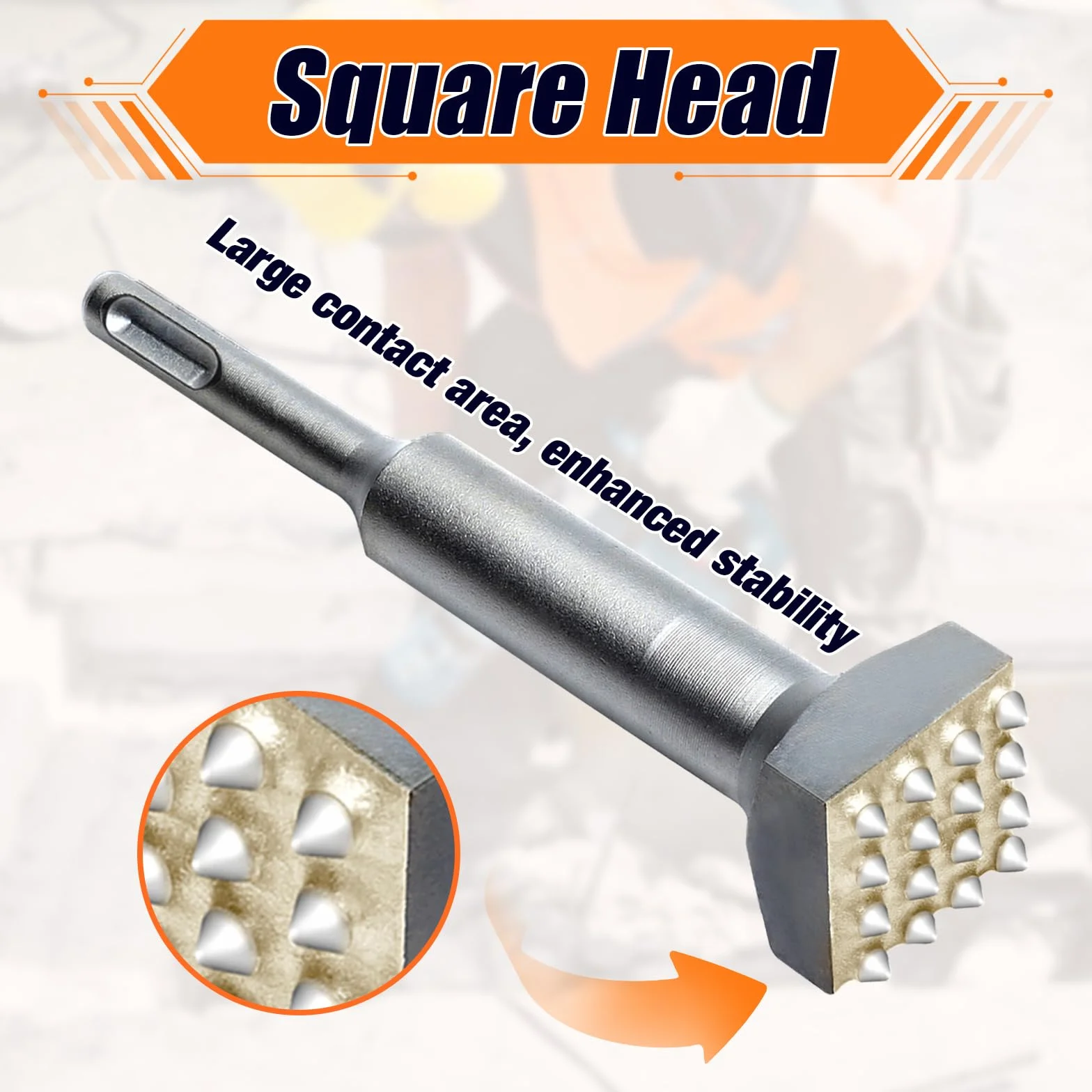 Scalpello SDS Plus 40cr Elettrico Square Drive Martello Punta Quadra Con Gambo Tondo 16 Denti per Calcestruzzo