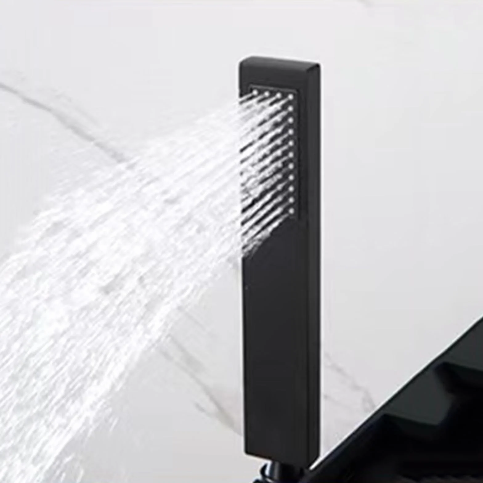 Rubinetto Vasca da Bagno Freestanding a Cascata Rubinetto Bagno Cascata con Doccia Portatile Per Vasca,nero