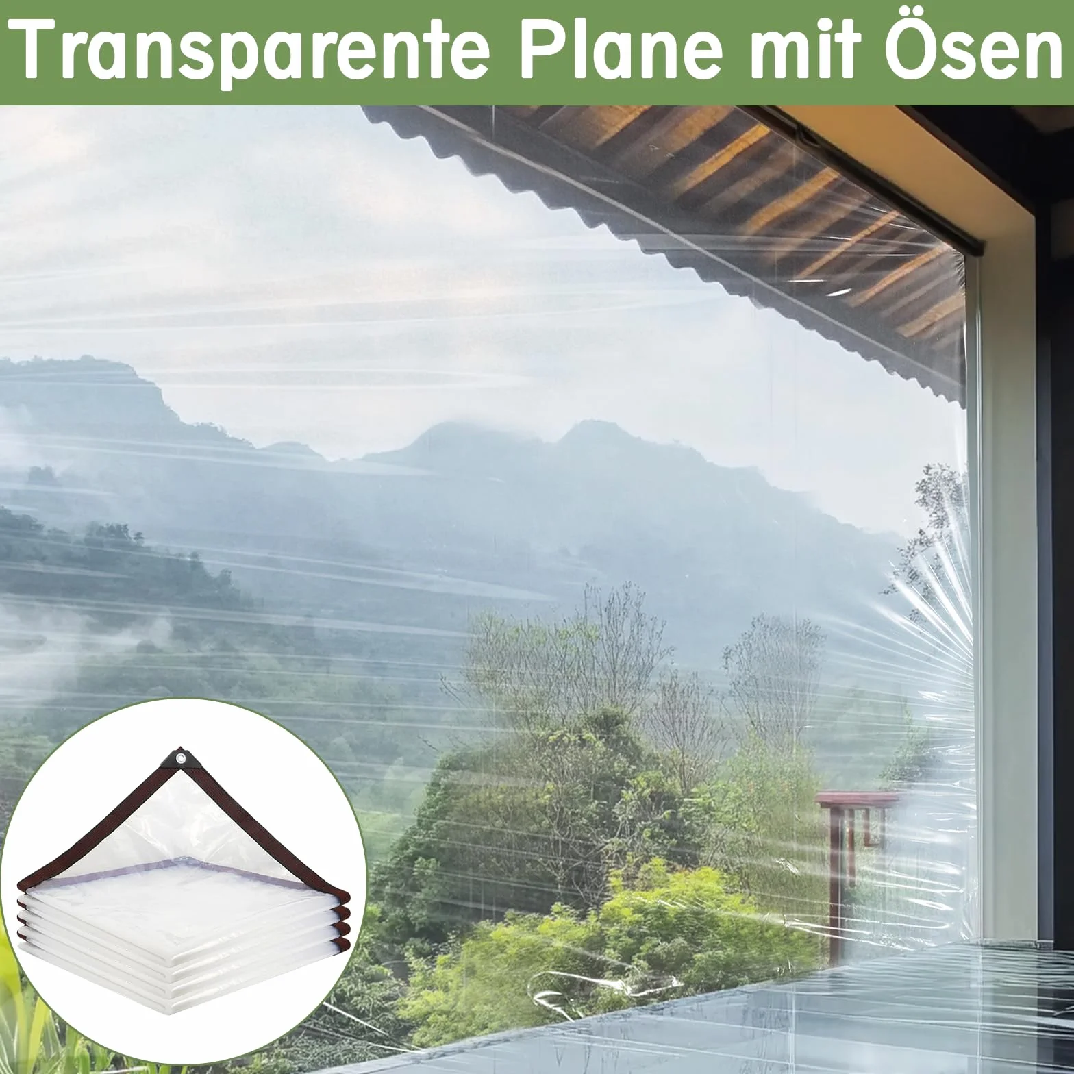 telone trasparente occhiellato,tteloni impermeabile per esterno telo plastica polietilene con occhielli trasparenti occhiellati tende per antipioggia balcone legno pianta Giardino 2 x 3 m