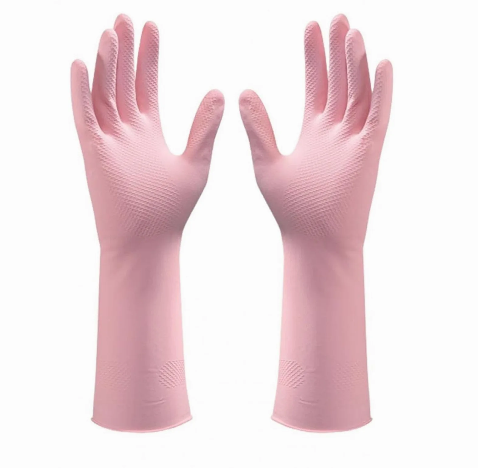 Rubber Dish Washing Gloves 3 paia di guanti for lavori domestici, riutilizzabili, da cucina con design antiforatura, polsino elastico lungo per pulire(L)