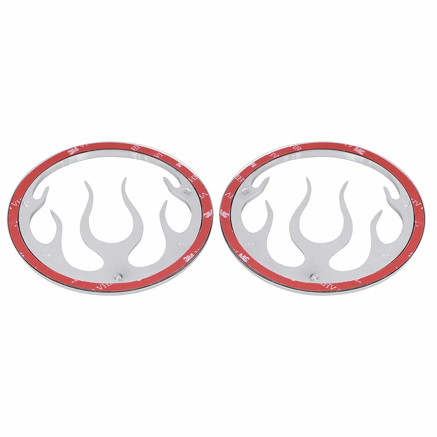 2 pezzi copertura e protezione altoparlanti fiamme altoparlanti griglie Accent Trim per Harley Touring Electra Glide Ultra Classic FLHTCU 2006-2013, cromato