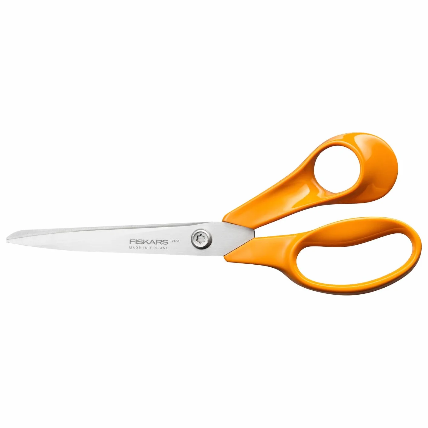 Fiskars Classic, Forbici da Cucina Universali, Per Destrimani, Lunghezza Totale: 21 cm, Vite Torx, Impugnatura Ergonomica, Imballaggio Sostenibile, Acciaio/Plastica di Qualità, Arancione, 1075031