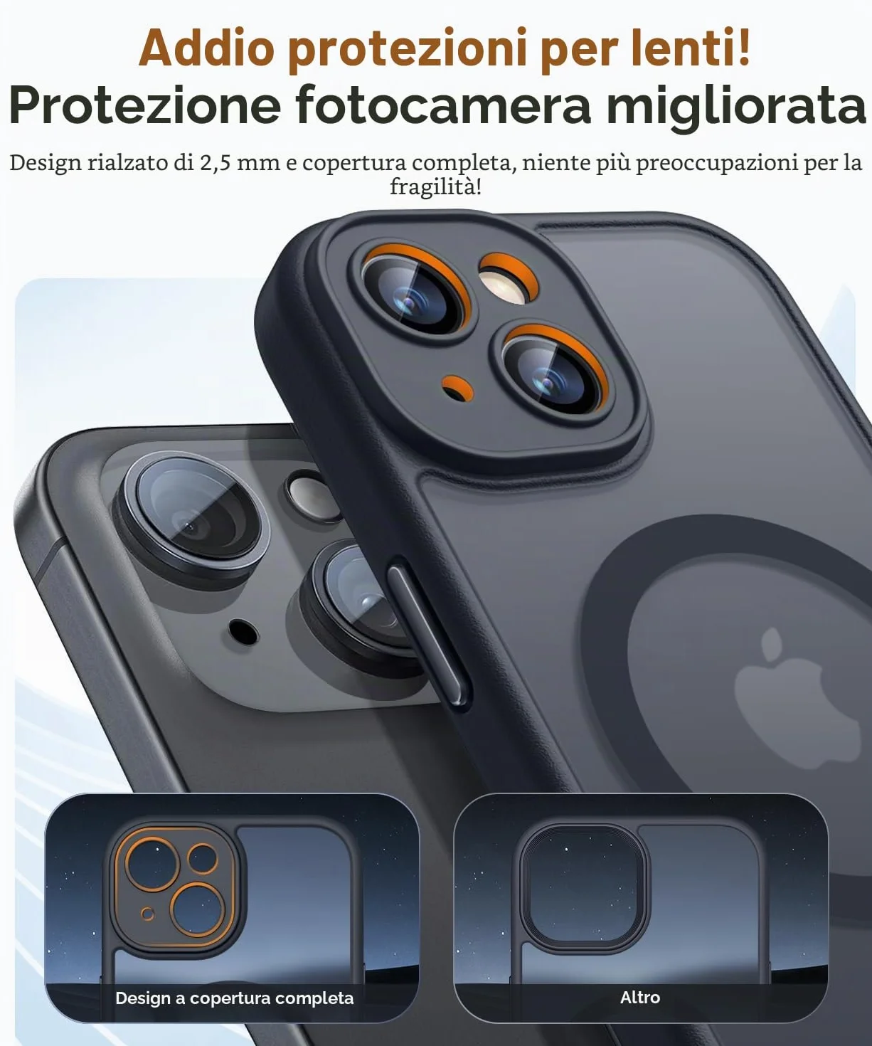 CANSHN Cover Magnetica per iPhone 15, Compatibile con MagSafe, [Protezione Completa Della Fotocamera], Custodia Traslucida Opaca Protettiva Sottile Antiurto 6,1 Pollici - Nero