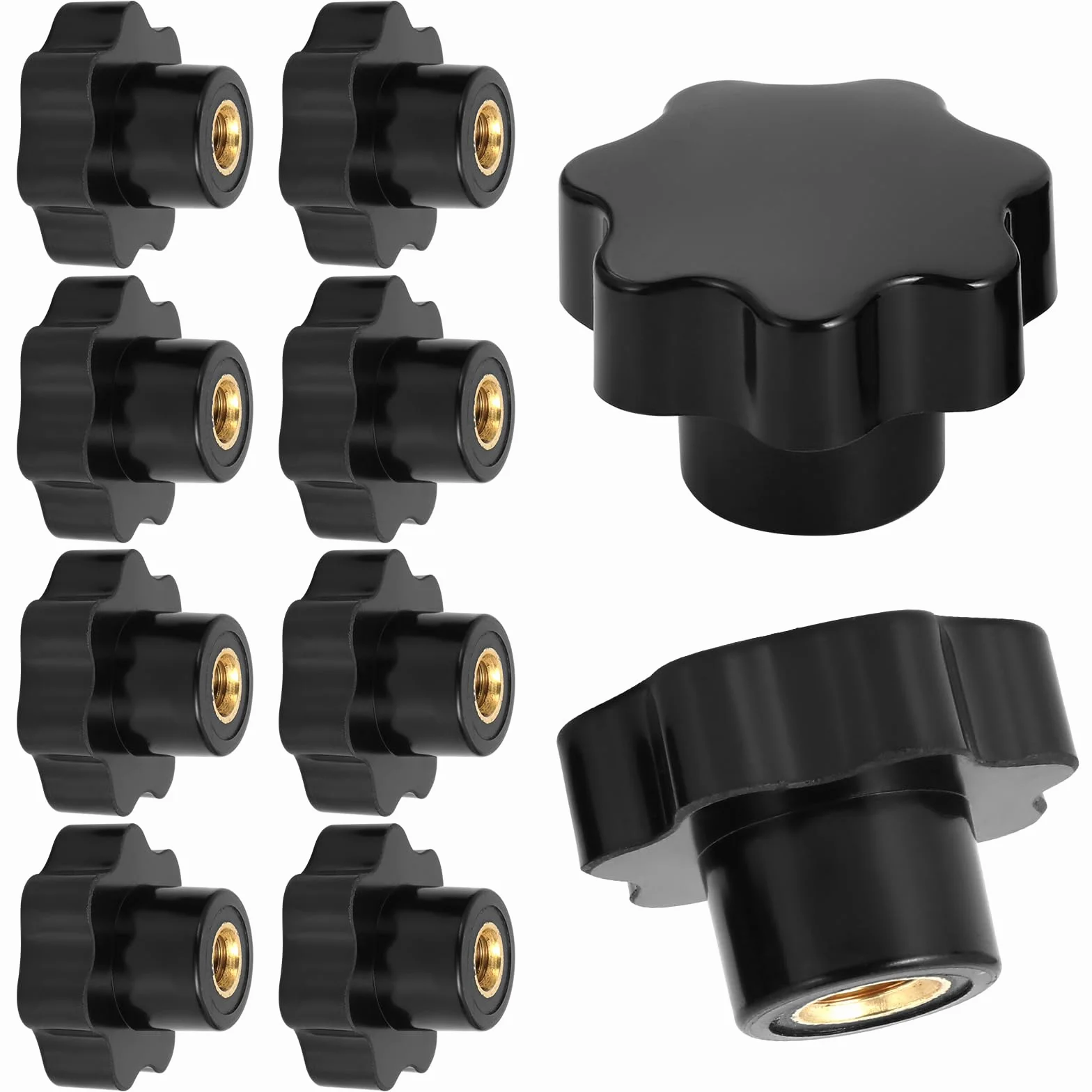 Dadi a stella M8 plastica nera filettatura interna