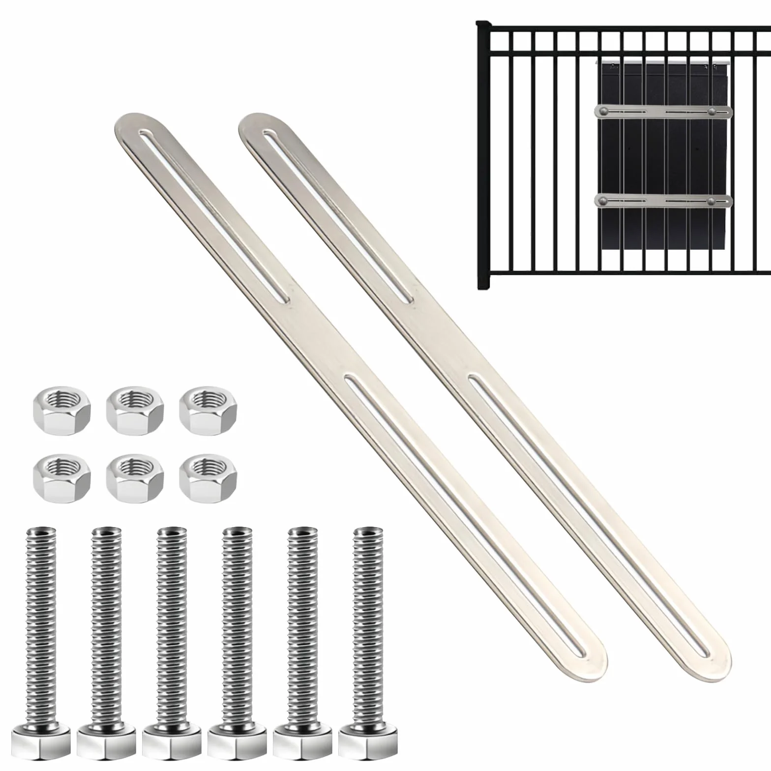 Kingsea Set di 2 pezzi di montaggio per cassetta postale Fence 2,4 × 28 cm in acciaio inox