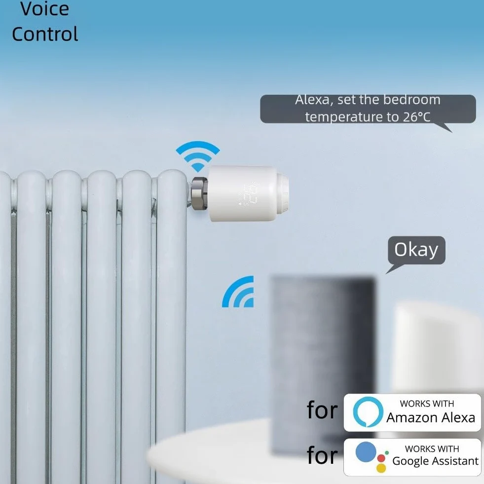 Valvola termostatica del radiatore WiFi, controllo vocale riscaldamento testa TRV con programma app, M30x15 Tuya