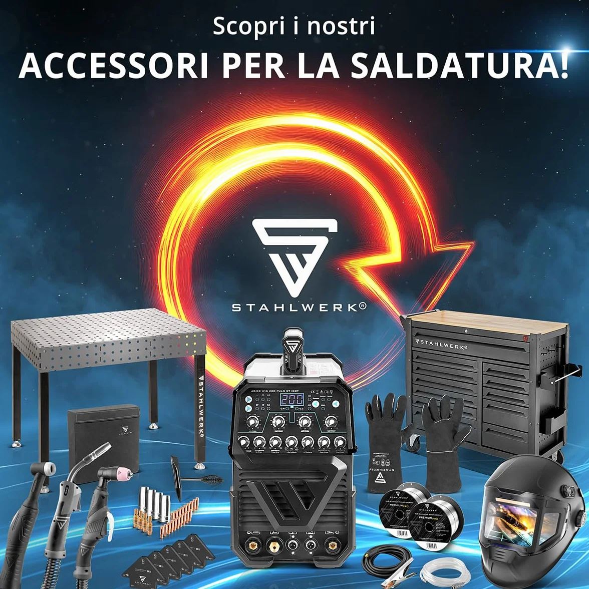 STAHLWERK Saldatrice combinata 3-in-1 MTM-200 ST Inverter TIG MIG/MAG MMA 200 A avanzamento sinergico 4 rulli