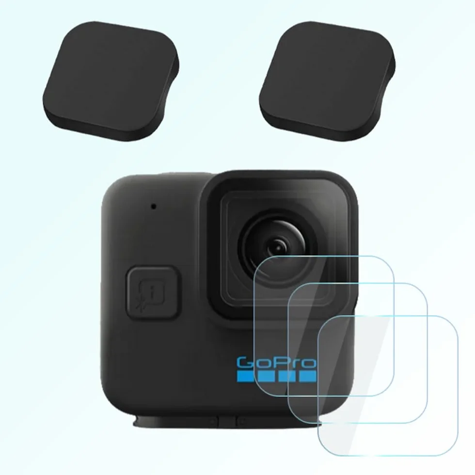 iDaPro Protezione per obiettivo per GoPro Hero 11 Hero11 Mini, colore nero, con copriobiettivo [3+2 pezzi], in vetro temperato, per Go Pro Hero 11 Mini, facile installazione