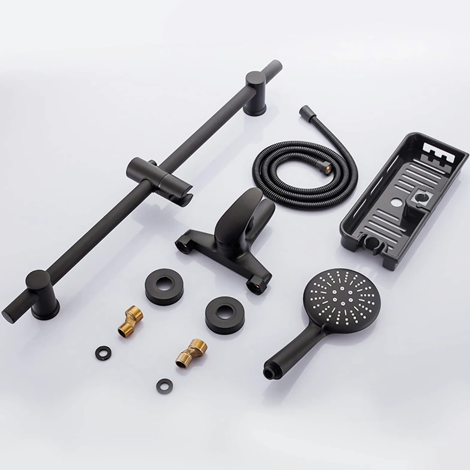 Set Doccia a Pioggia con Display Digitale a LED da 9 Pollici, Miscelatore Combinato in Ottone a Parete con Testa, beccuccio per Vasca, doccetta a 3 modalità, doccetta Bidet