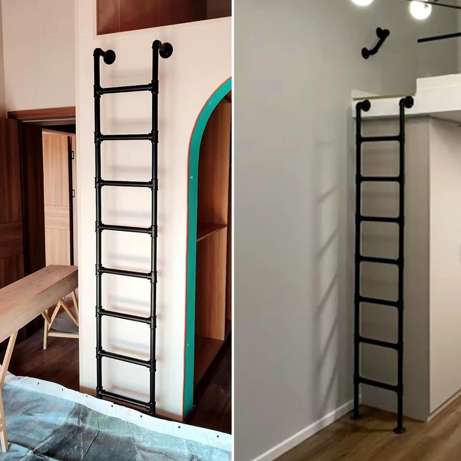 Scala in Metallo per casa/soppalco, Altezza 1,8 m, Scala di Ingresso/Uscita, Scala di Fuga per finestre/pozzo, Scala di Emergenza per Letto a Castello, Portata 150 kg, Robusta e sa