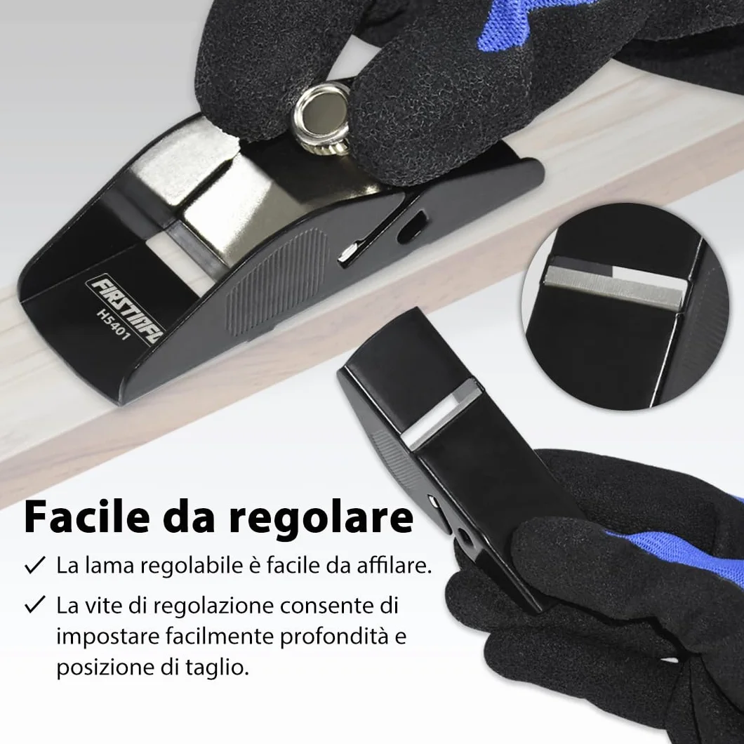 FIRSTINFO H5401 Mini Pialletto Manuale in Acciaio Leggero Pialla per Legno