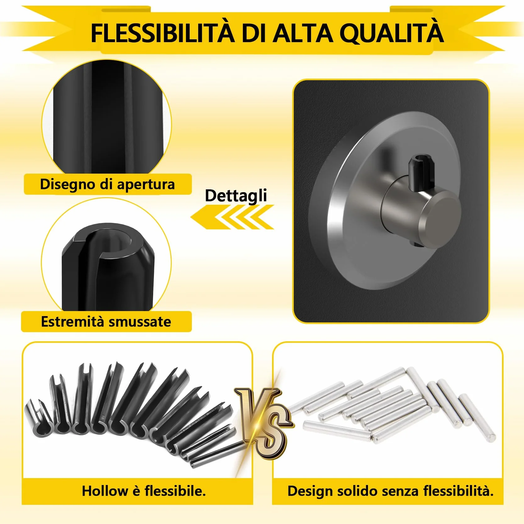 Perno di Tensione a Molla Acciaio 65Mn Assortimento Spine Elastiche M1.5-M10 360 Pezzi