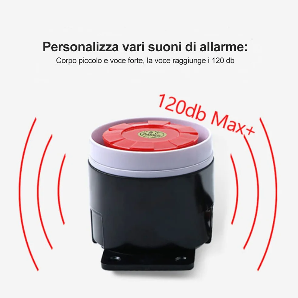 Sistema Di Allarme Cablato Di Sicurezza Domestica Con Sirena 110 dB - Mini Tromba DC 12V - Sistema Di Sicurezza Sonoro