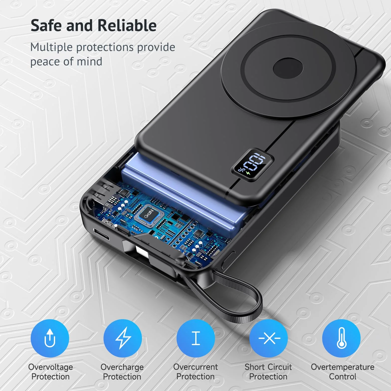 Magnetic Power Bank – Compatible with iPhone 16 15 14 13 Series Wireless Charger 10000 mAh Portable Powerbank Battery Pack Quick Charger External Battery con ingresso e uscita di tipo C, display a LED