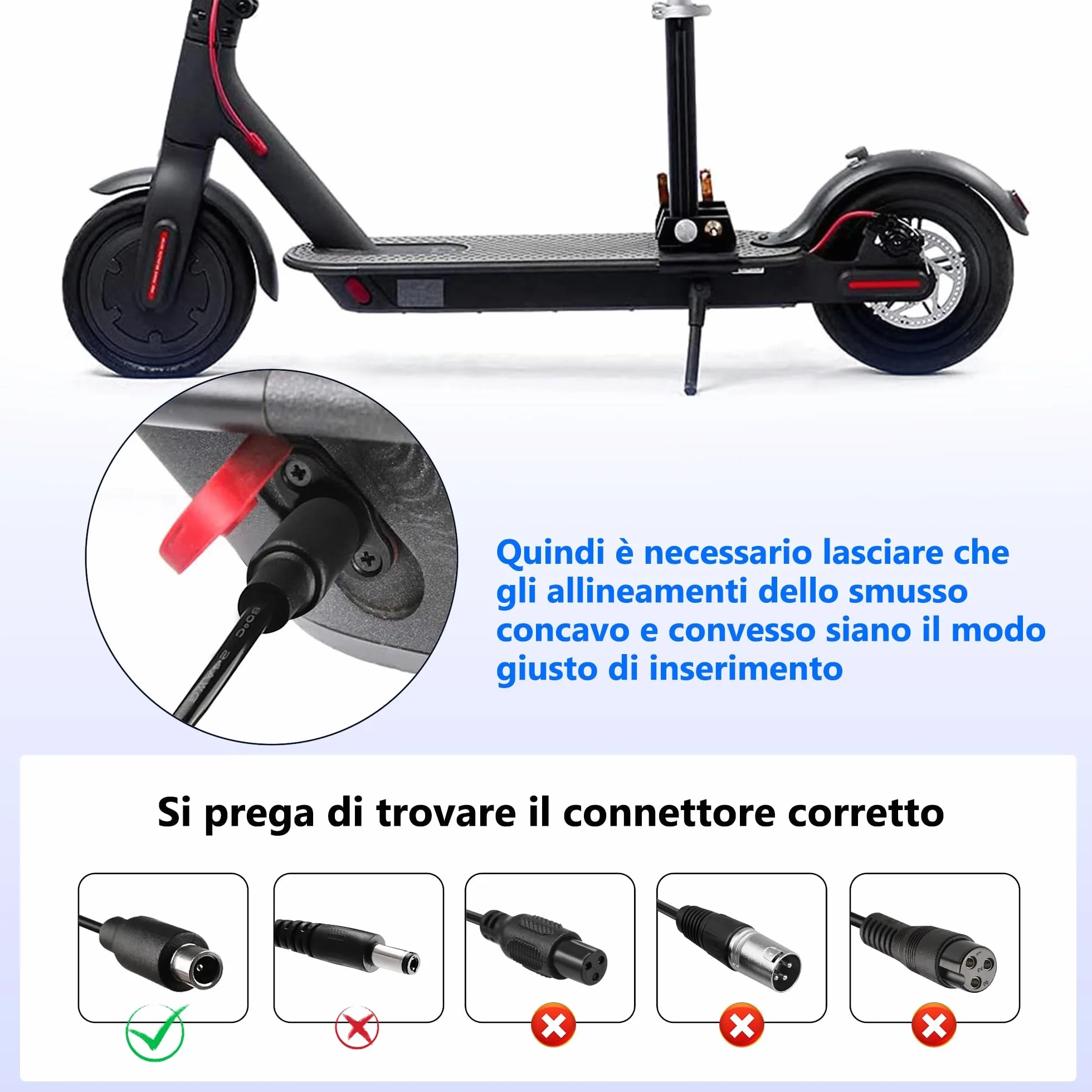 Xahpower Caricatore Monopattino Elettrico per Xiaomi M365/ Pro/ Pro2/ MI 3/ 1S, 42V 2A Caricabatterie per Ninebot MAX G30LP ES1 ES4 ES2 ES1LD F25 Aovo Pro ES80 M365 ES60 Hiboy S2R Scooter