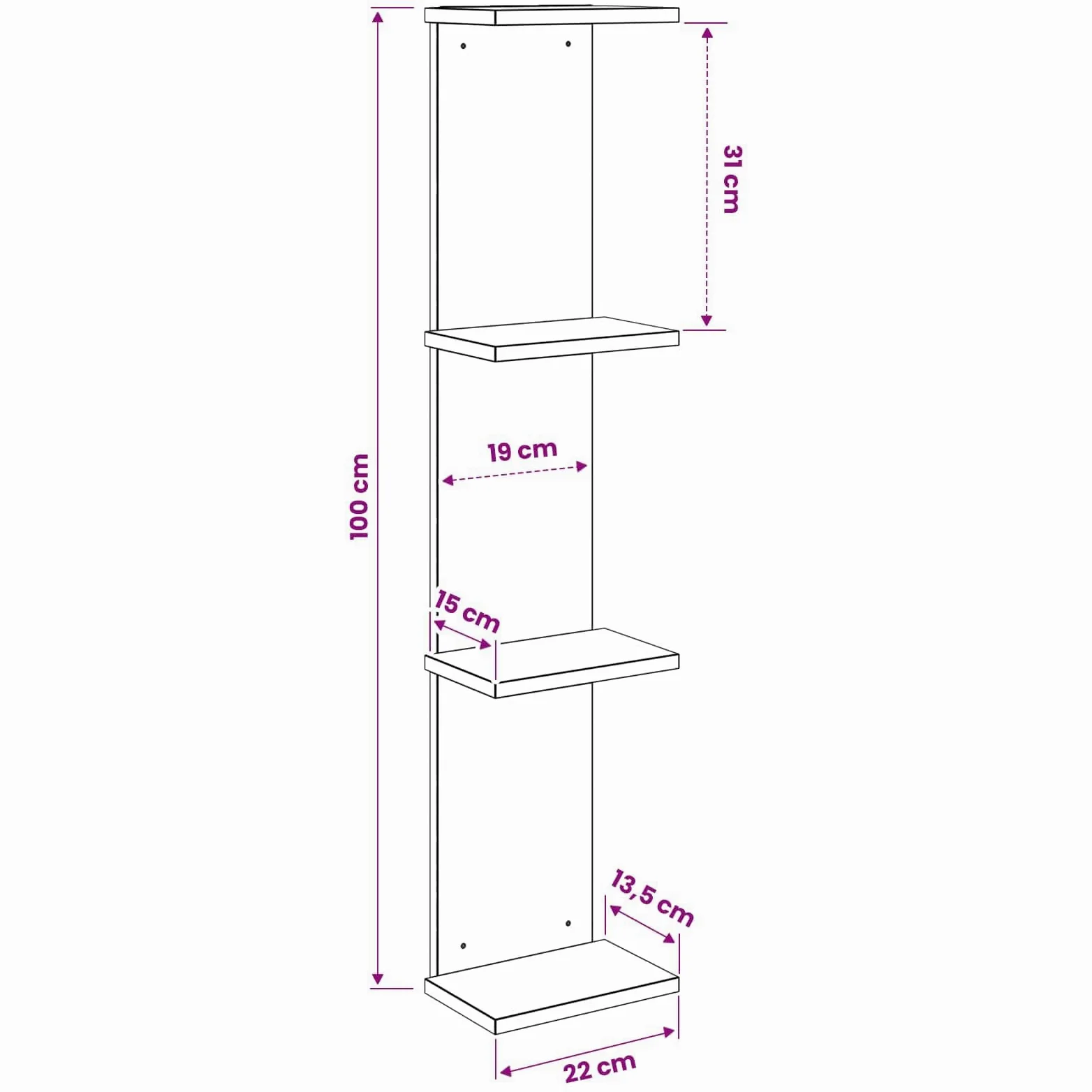 2 mensole da parete in rovere Sonoma, 22 x 15 x 100 cm, per soggiorno, camera da letto, cucina, bagno, corridoio, bambini, ufficio, salvaspazio, decorazione