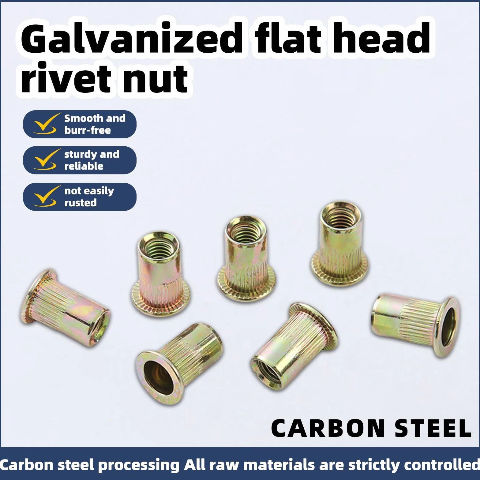 Rivetti Filettati M8 Inserti Filettati Acciaio al Carbonio Zincati per Legno Automotive Mobili 50 Pezzi