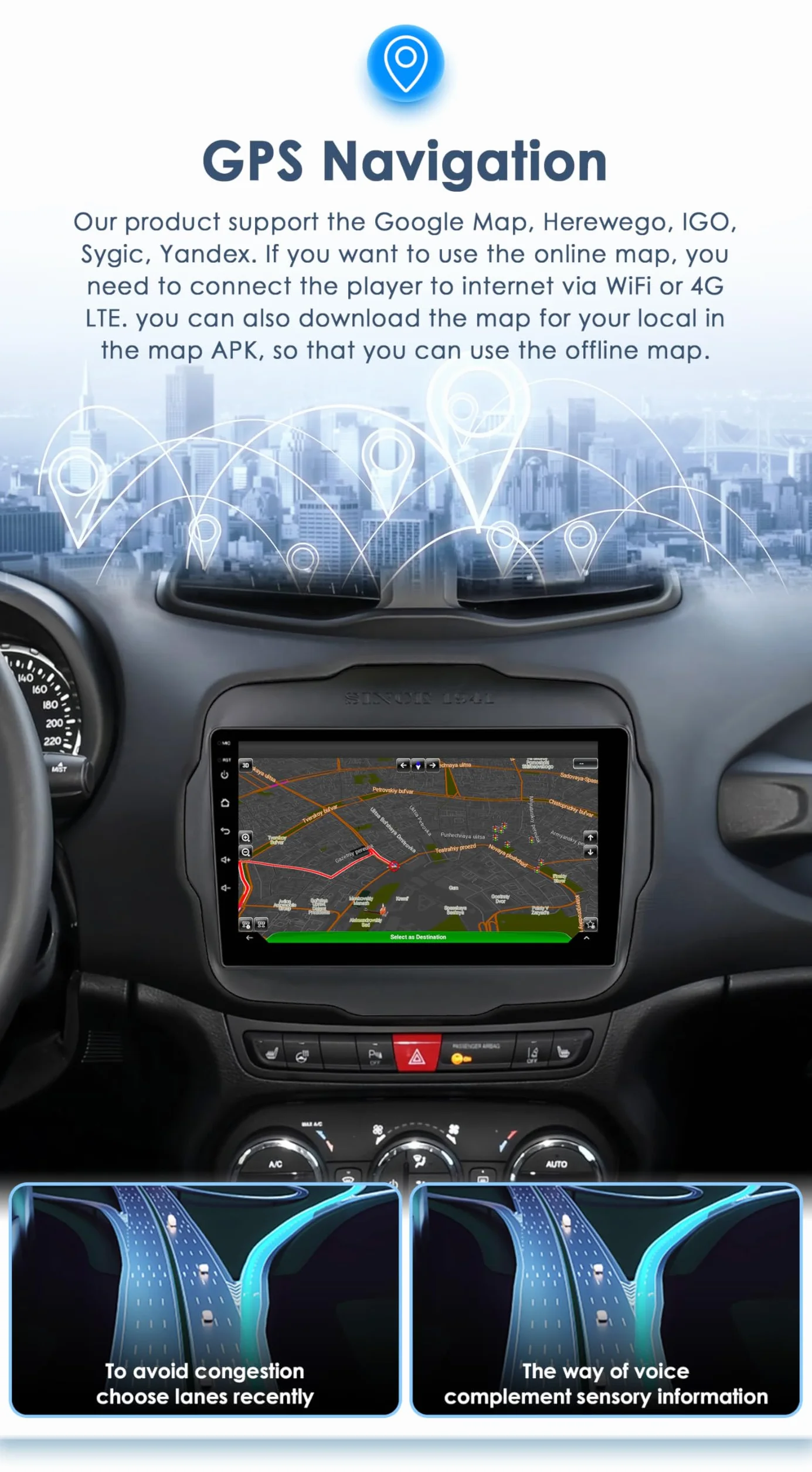 Android 13 autoradio 9 pollici touch screen 8 core 4 GB + 64 GB per Jeep Renegade 2016-2022 WiFi & Bluetooth GPS