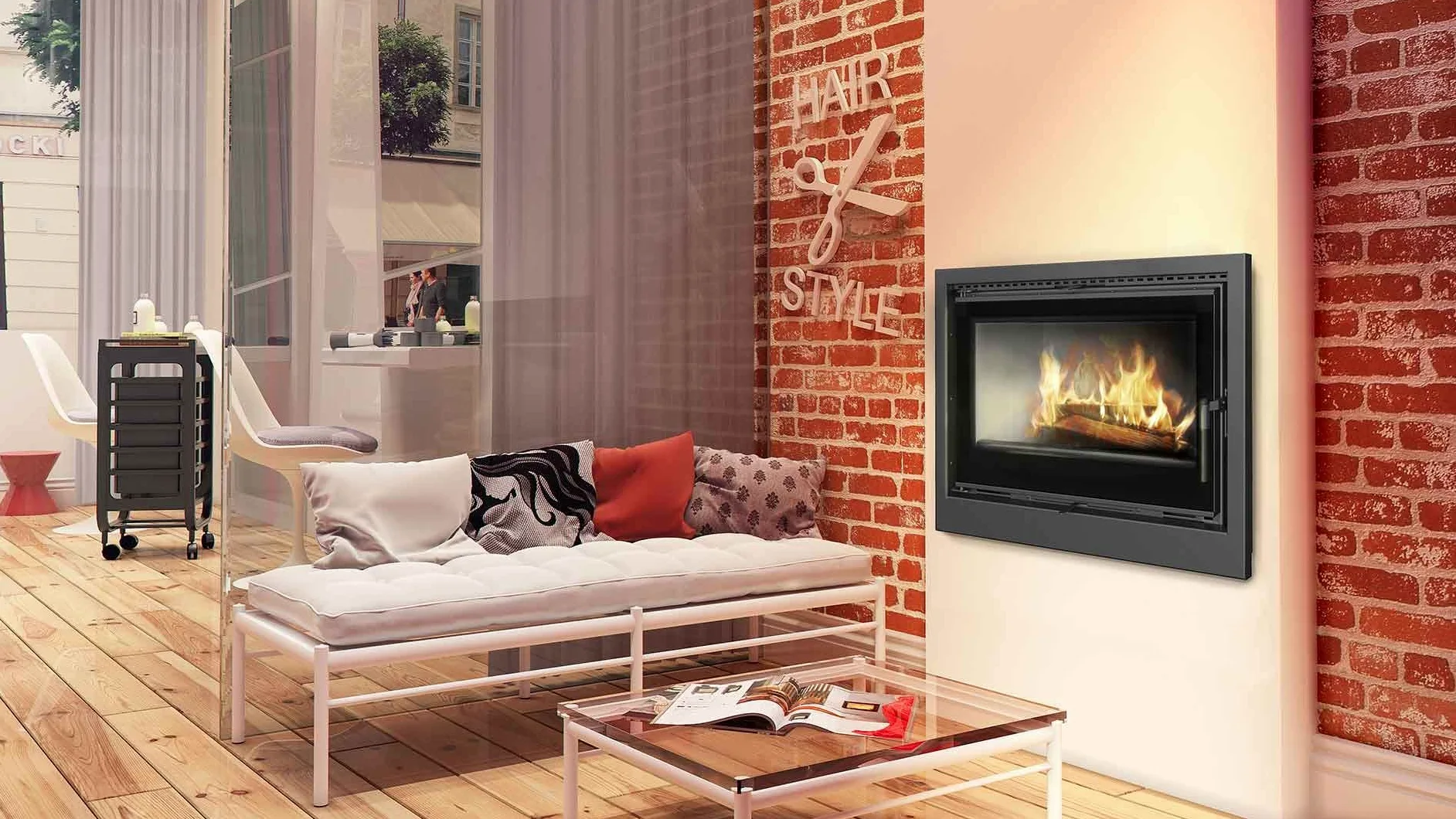 KRATKI Inserto per camino in acciaio a legna KASETA 8 kW Ø160 A+ Resa 75% | Acciaio nero, efficienza 83%, classe A+. Ecodesign, BImSchV 2.; combustione efficiente; basse emissioni; calore uniforme