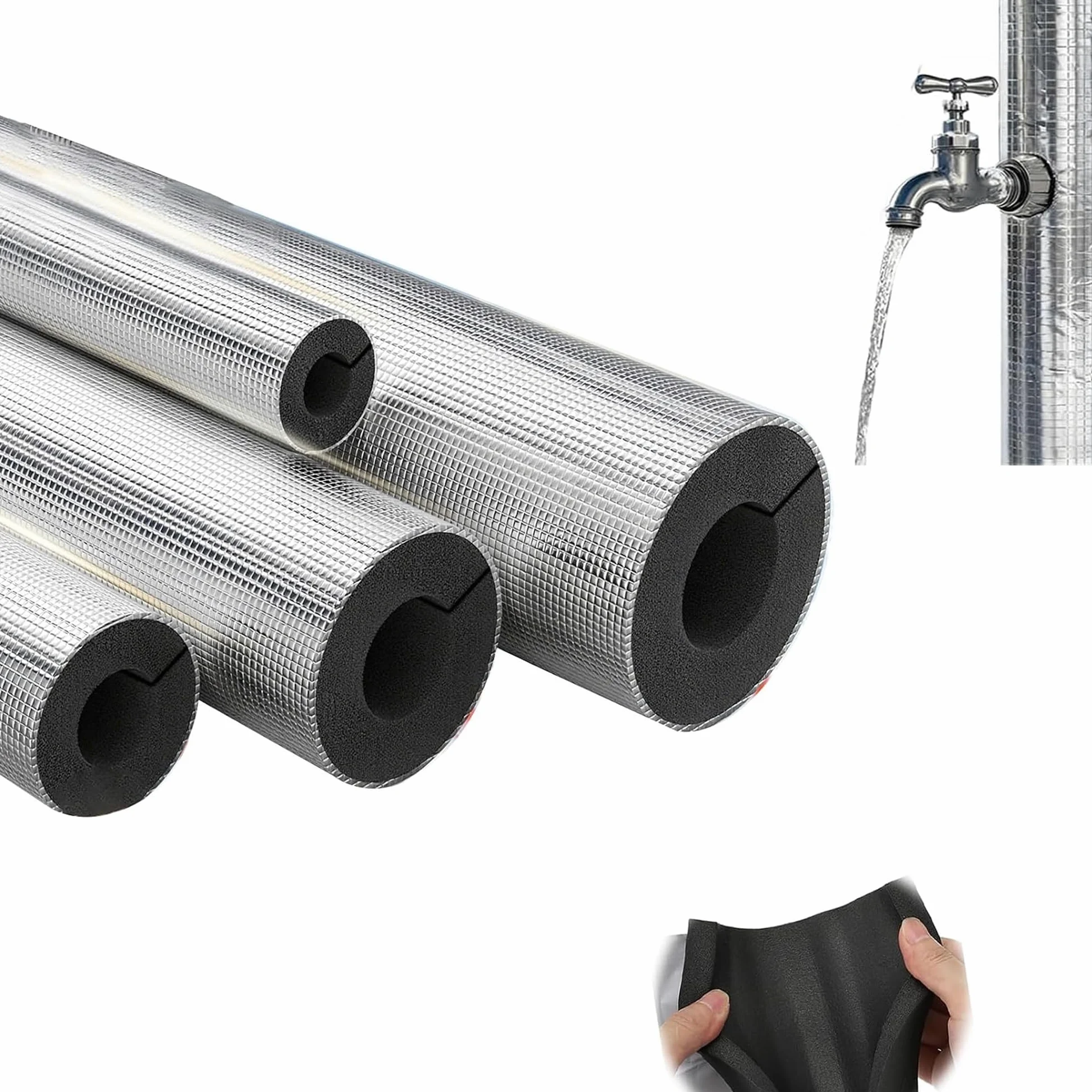 Guaina Isolante per Tubi 'Acqua per Esterni (ID) 110mm x (T) 20mm | Manicotto per Tubo Isolante Antigelo, Cotone Isolante per Tubi in Rame per Aria Condizionata, per Acqua Calda Irrigazione