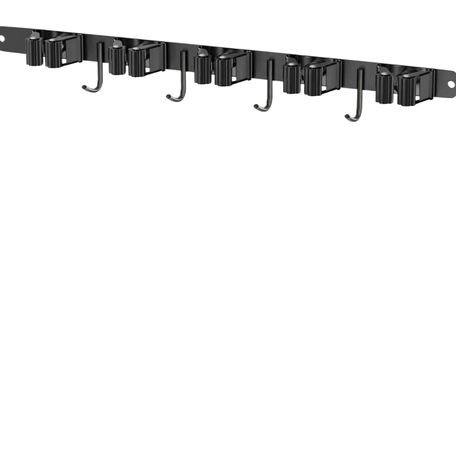 Porta Scope Parete Gancio portaoggetti for garage for lavanderia resistente, 5 ripiani in acciaio inossidabile con 4 ganci per cucina(Black)