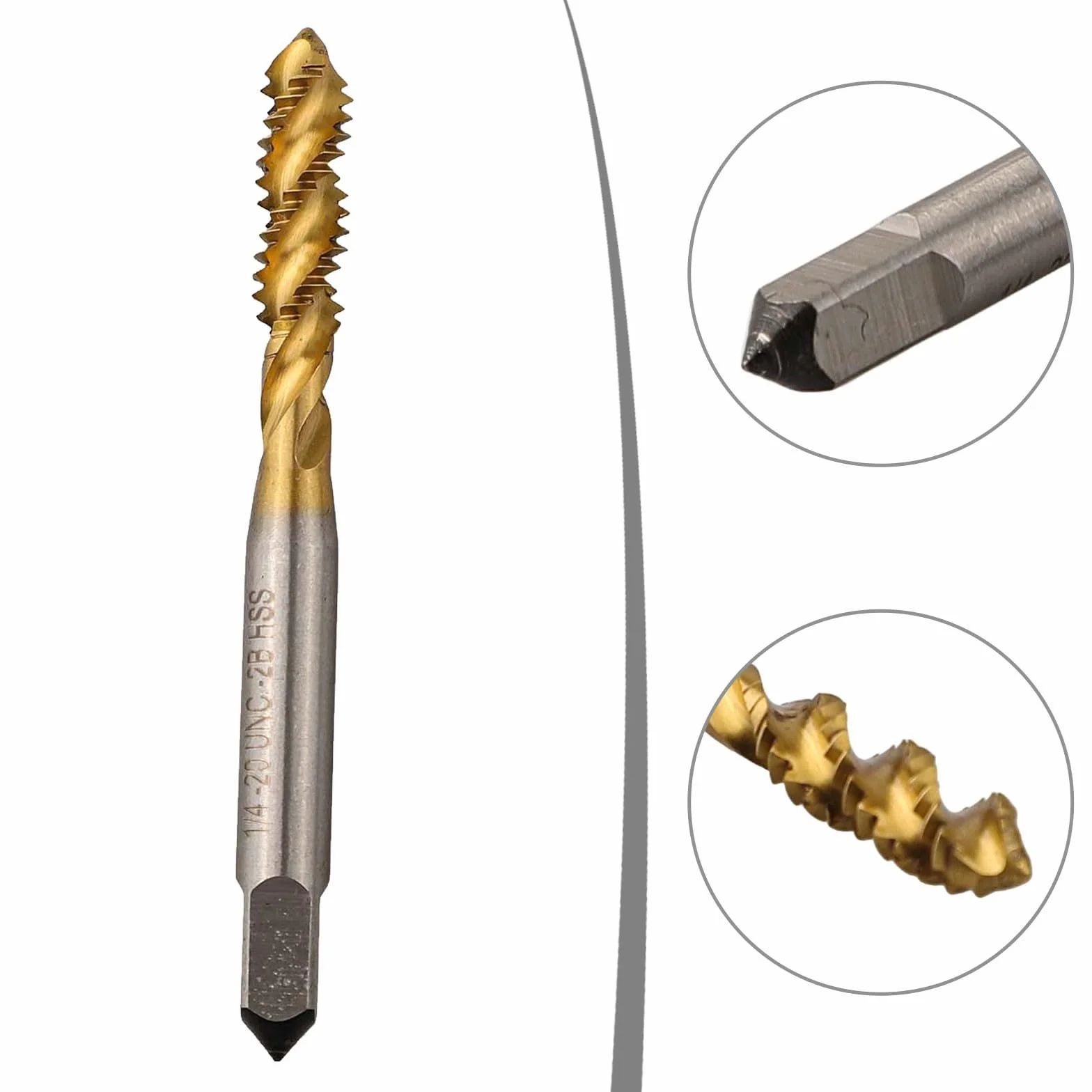 Maschio a spirale scanalato HSS 1/4 20 UNC per maschiatura acciaio alluminio plastica dura