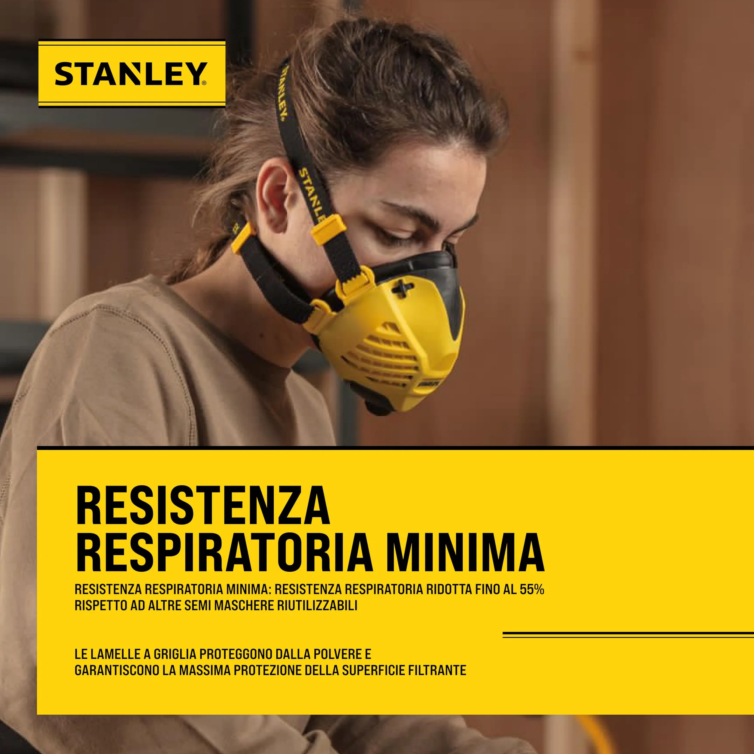 STANLEY P3 respiratore maschera anti-polvere riutilizzabile Face Fit Check filtro integrato 99,99%