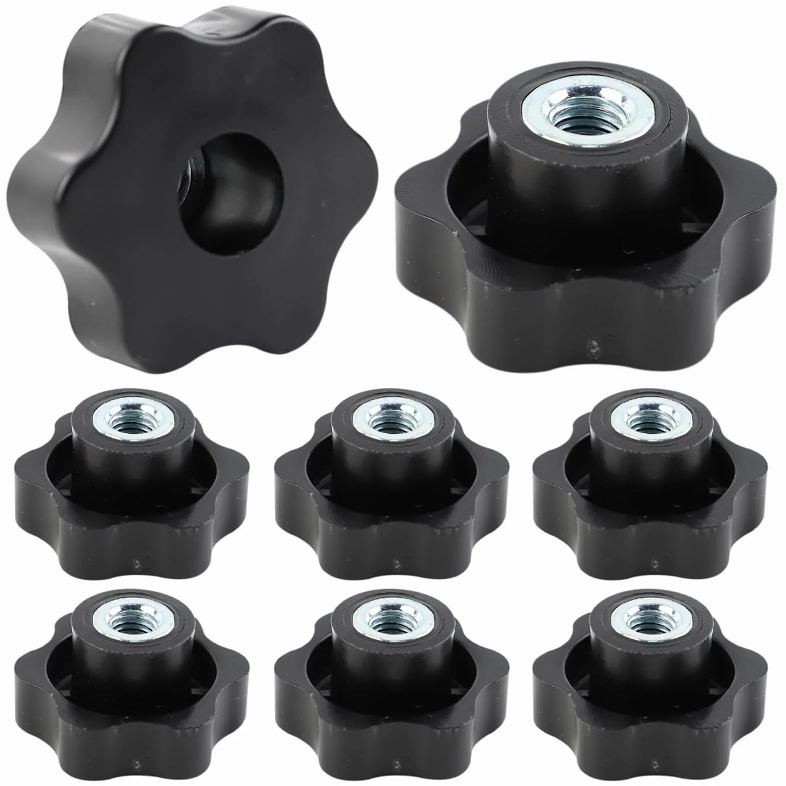 Stella Testa Serraggio Dadi M10 8 Pezzi Dado Di Serraggio Nero Manopola di bloccaggio M8 50mm