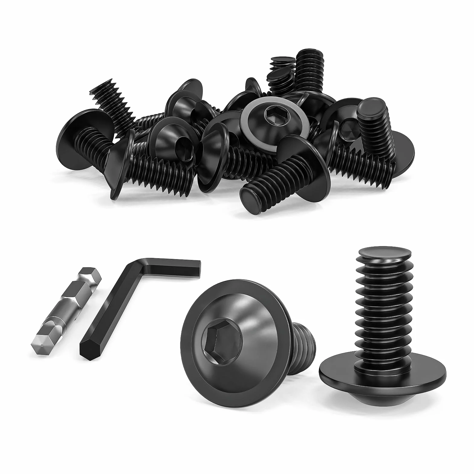 Viti a testa bombata M8 x 16 mm, acciaio inox A2 V2A, filettatura completa, ossido nero