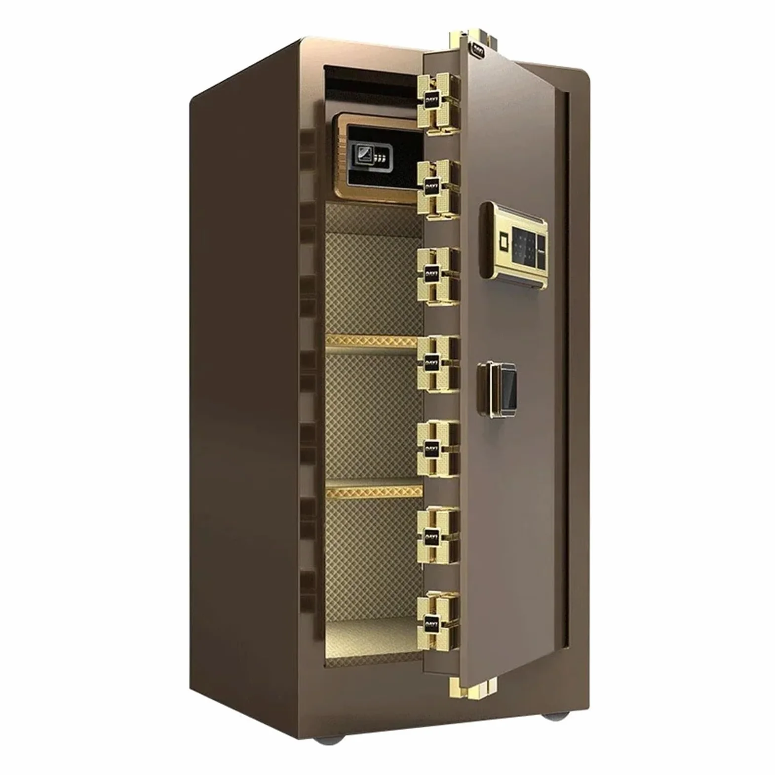 Cassaforte, Cassetta di sicurezza in acciaio inossidabile for casa e ufficio, cassaforte antifurto, impronta digitale, password, parete, altezza 1,2 m(B type coffee gold)