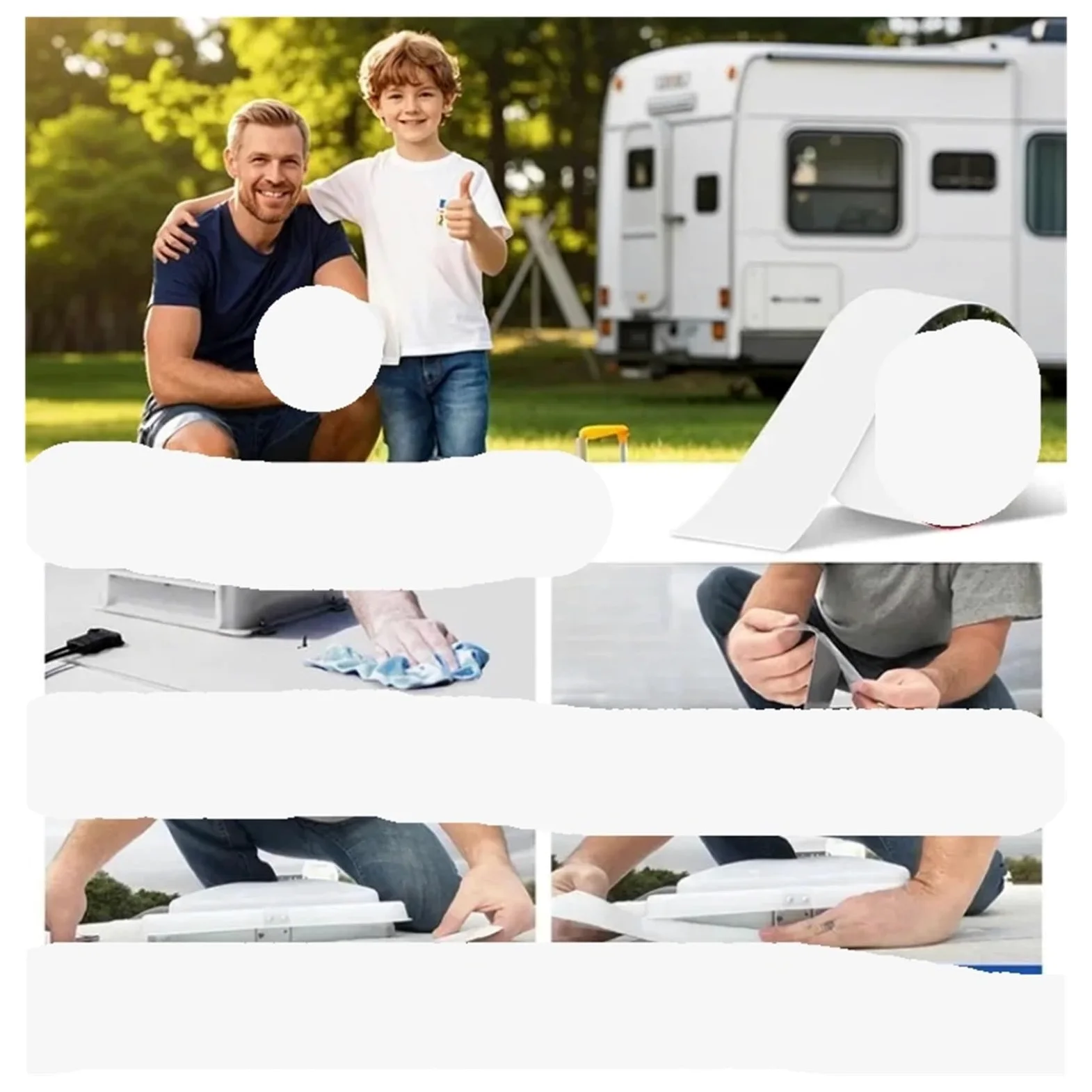 Nastro for Riparazione Tende in Tela | Bianco 2/3 Pz 5 cm x 5 mt: Tendalino Camper Rimorchio Telone Riparazione Barca(2pcs 5cm X 5m)
