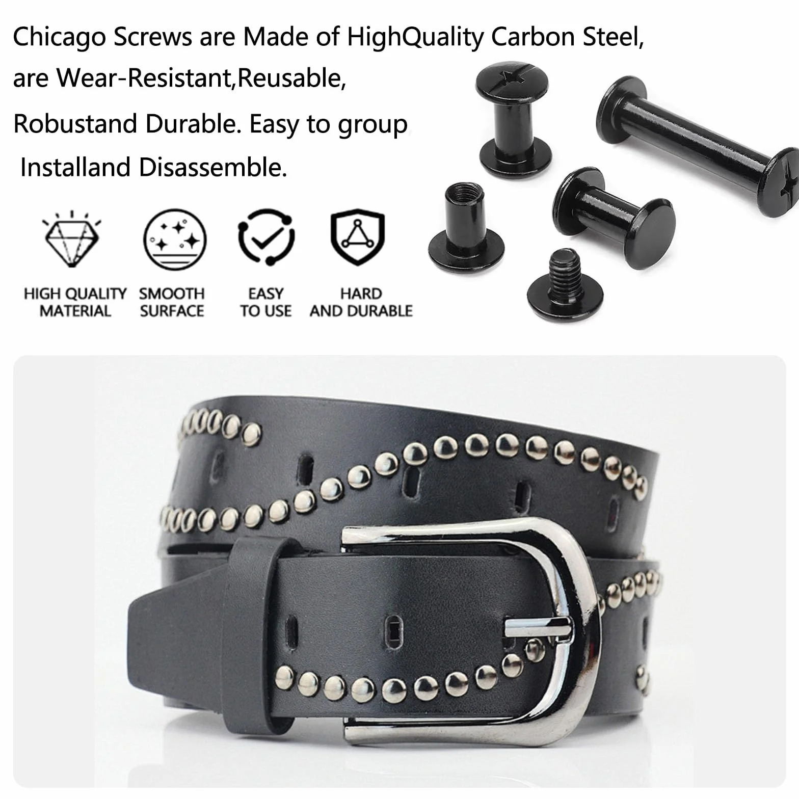 CANGCANG Set 100 Viti Chicago 4/6/8/10/12mm, Kit Viti Testa Incrociata per Fissaggio