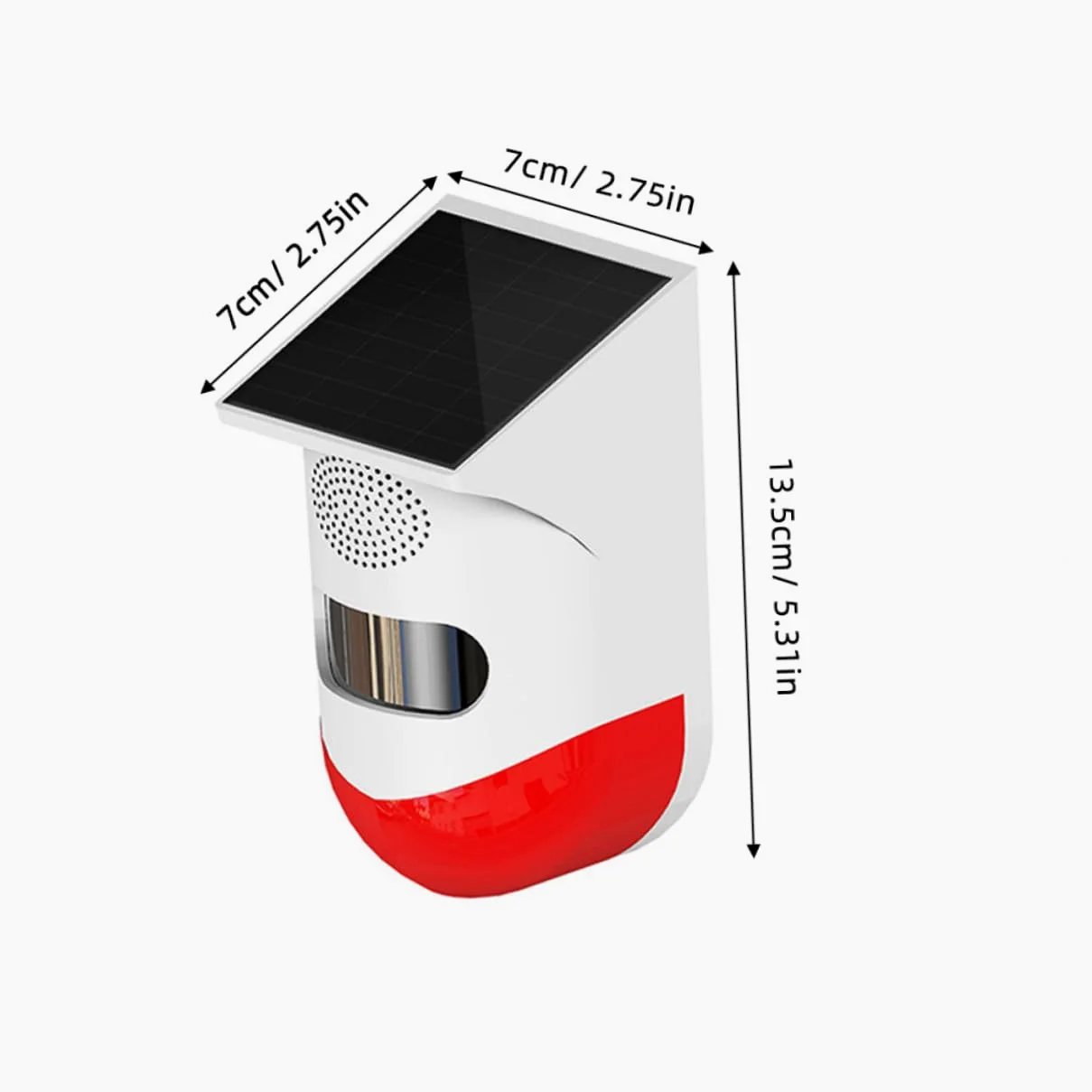 Allarme Infrarossi da Esterno Solare Rosso IP67 in ABS e Silicio | Sensore Infrarossi da Esterno Allarme Giardino, Allarme Forte, per Casa, 1 Pezzo