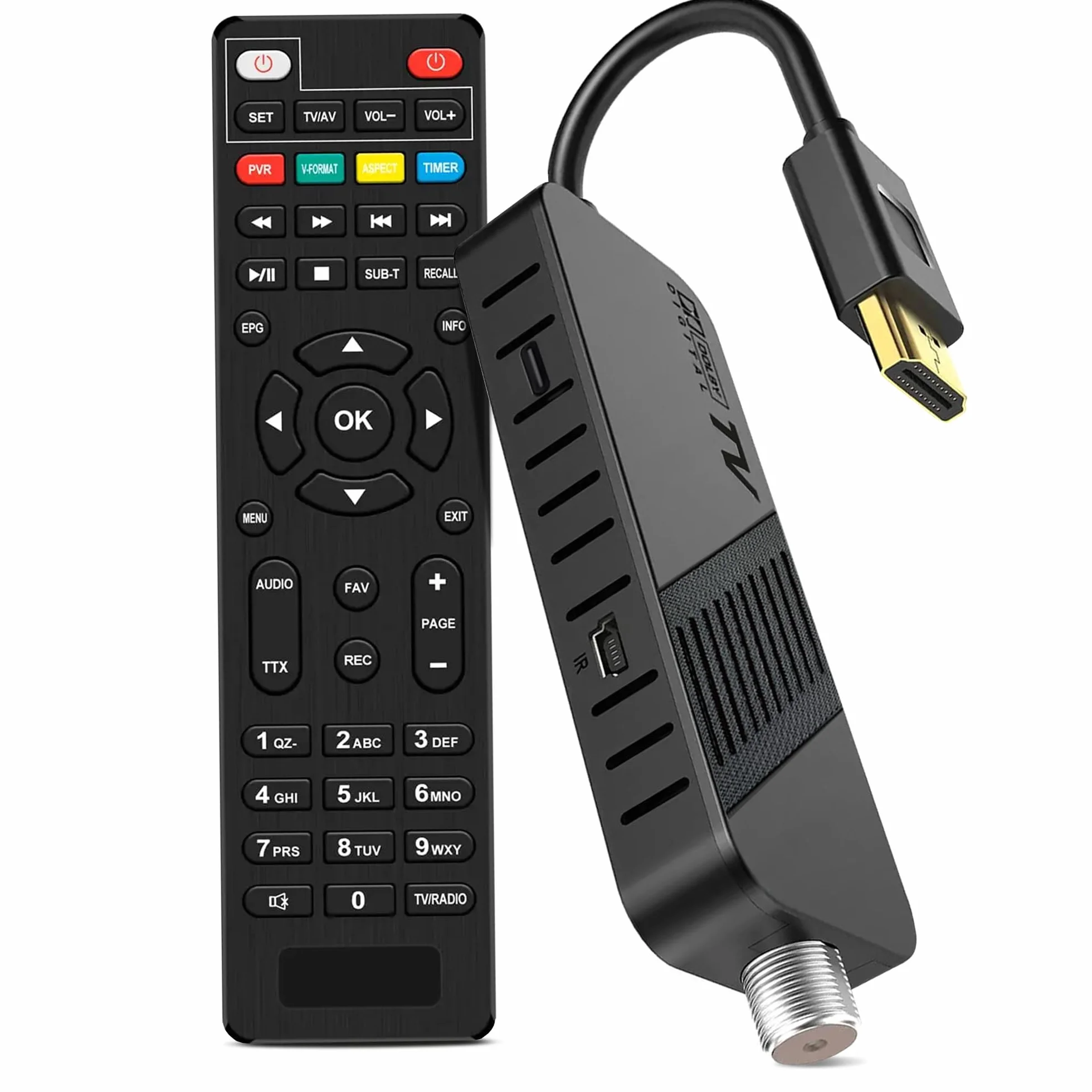 LEYF Ricevitore satellitare DVB-S2 Full HD 1080P HDMI TV Stick nascosto dietro TV display digitale H265 HEVC Main 10 bit telecomando universale 2 in 1 USB