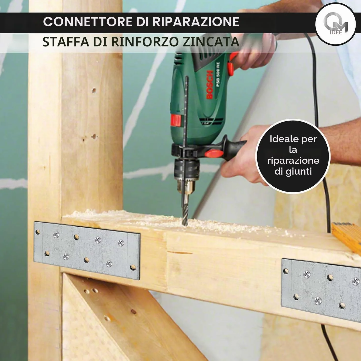 Piastre forate 100x40x2 Piastra di fissaggio Connettore per legno Lastrina di giunzione piatta Piastra di montaggio zincata in acciaio