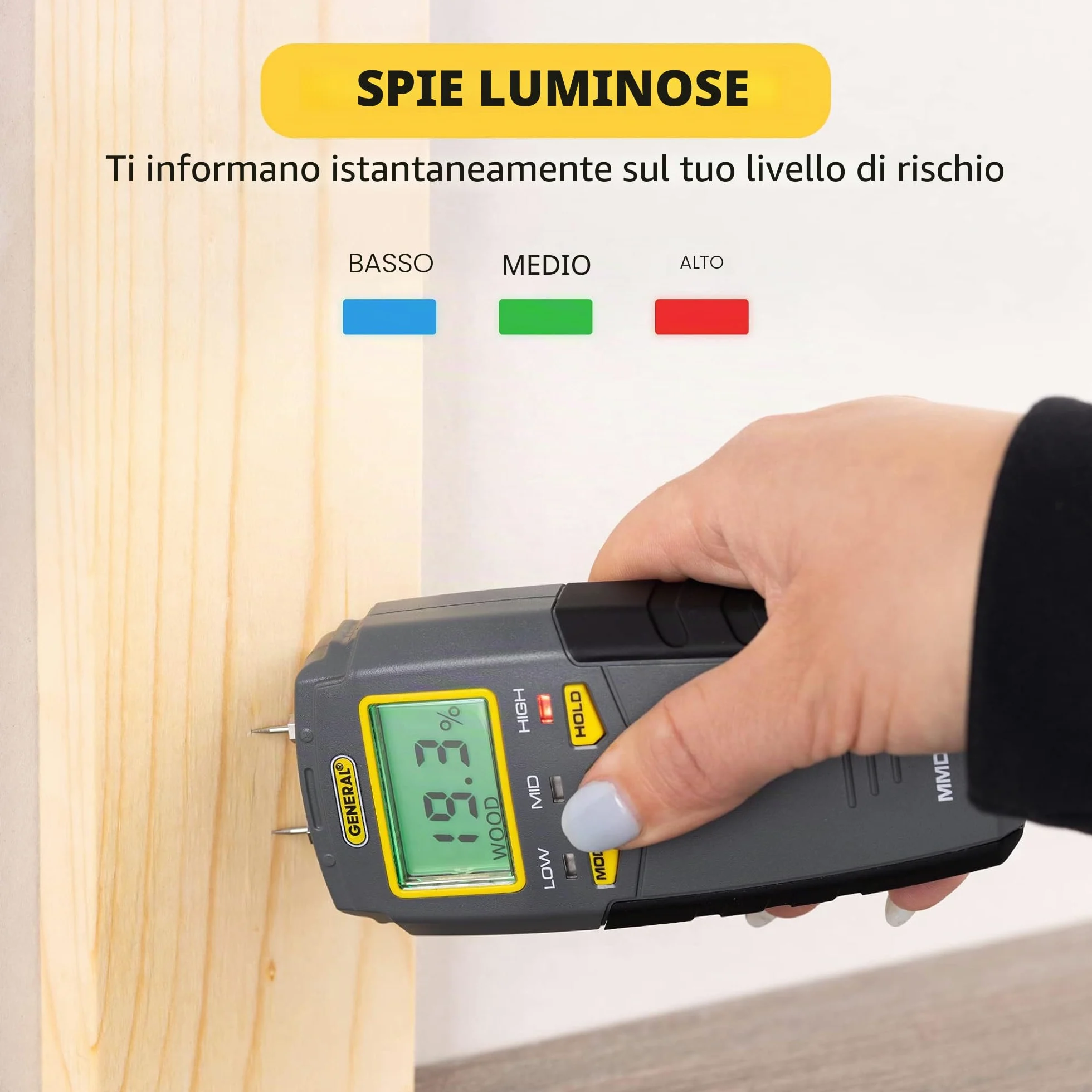 General Tools Misuratore di umidità, Pin Tipo, digitale LCD (MMD4E)