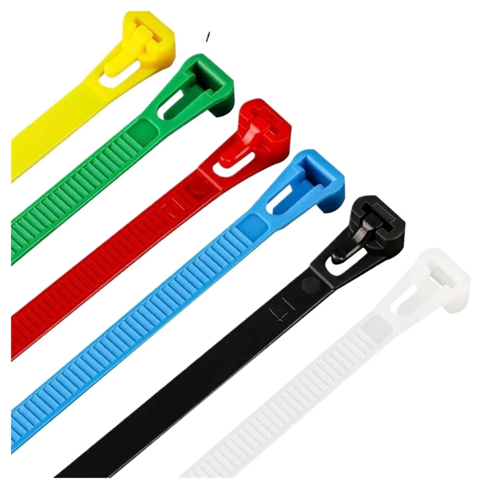 Fascetta regolabile con fibbia, robusta 100 pezzi, cavo in nylon staccabile, filo avvolgente regolabile, rimovibile (5 x 300 mm)