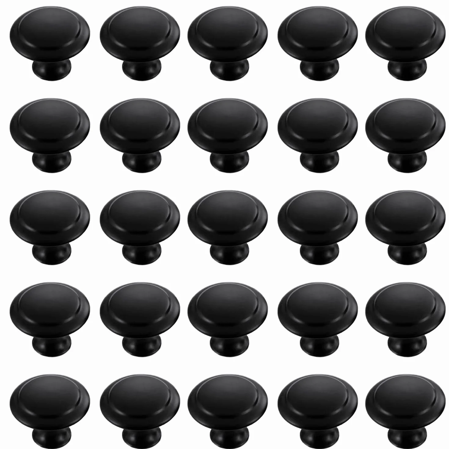 Pomelli Rotondi per Armadi in Acciaio Inossidabile Nero 30 mm, 25 Pezzi con Viti di Montaggio