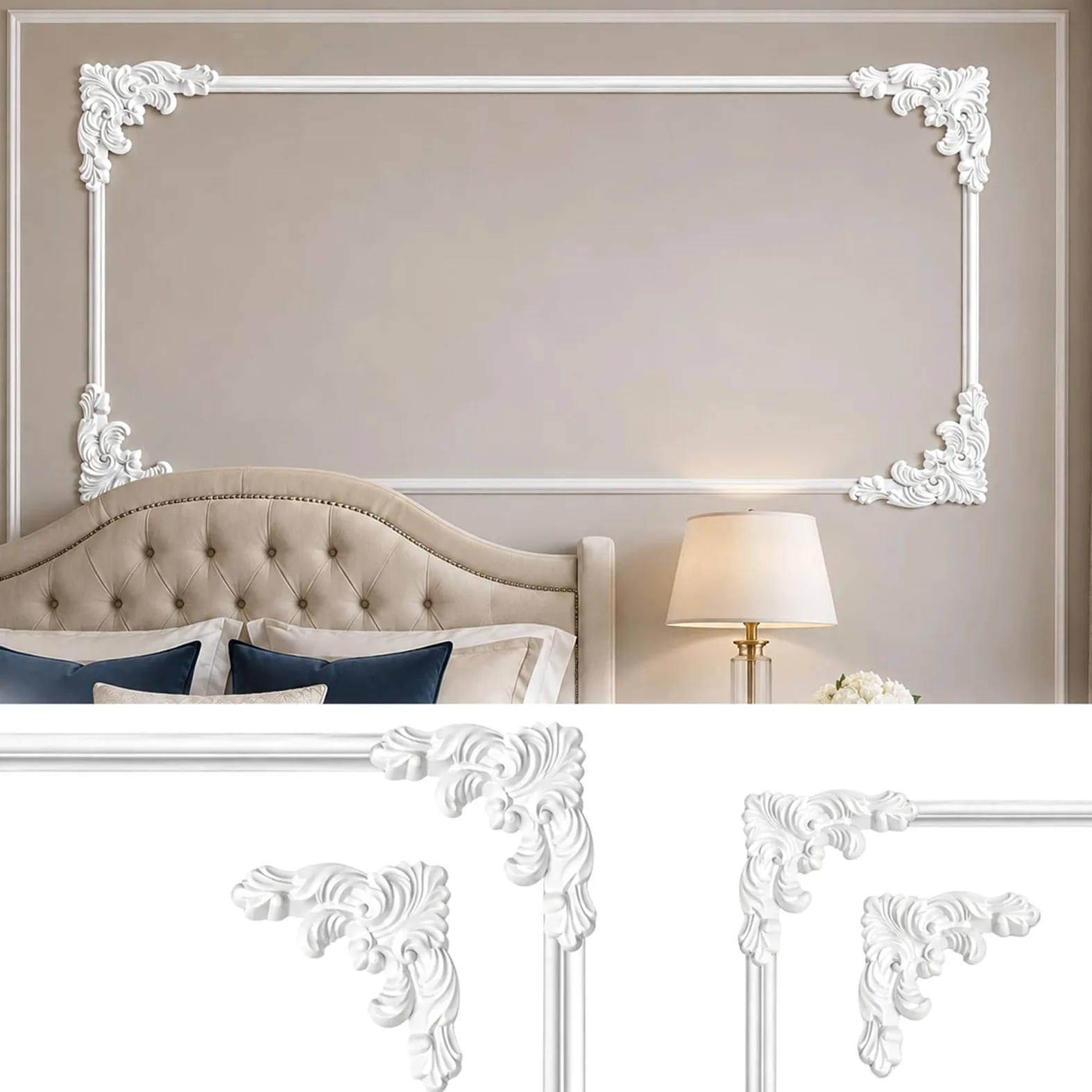Modanature per Pareti Flessibile con 4 Angoli E 5/10/15m di Profilo in PVC 14.5cm*14.5cm,10m