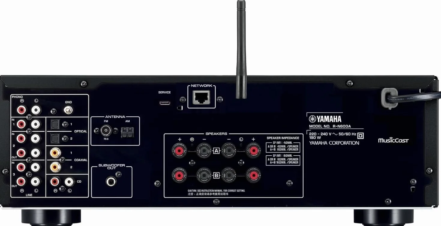 Yamaha R-N600A - Sintoamplificatore di rete Hi-Fi con MusicCast e Streaming Wireless, Audio ad Alta Risoluzione, DAC SABRE, Modalità Pure Direct, Nero