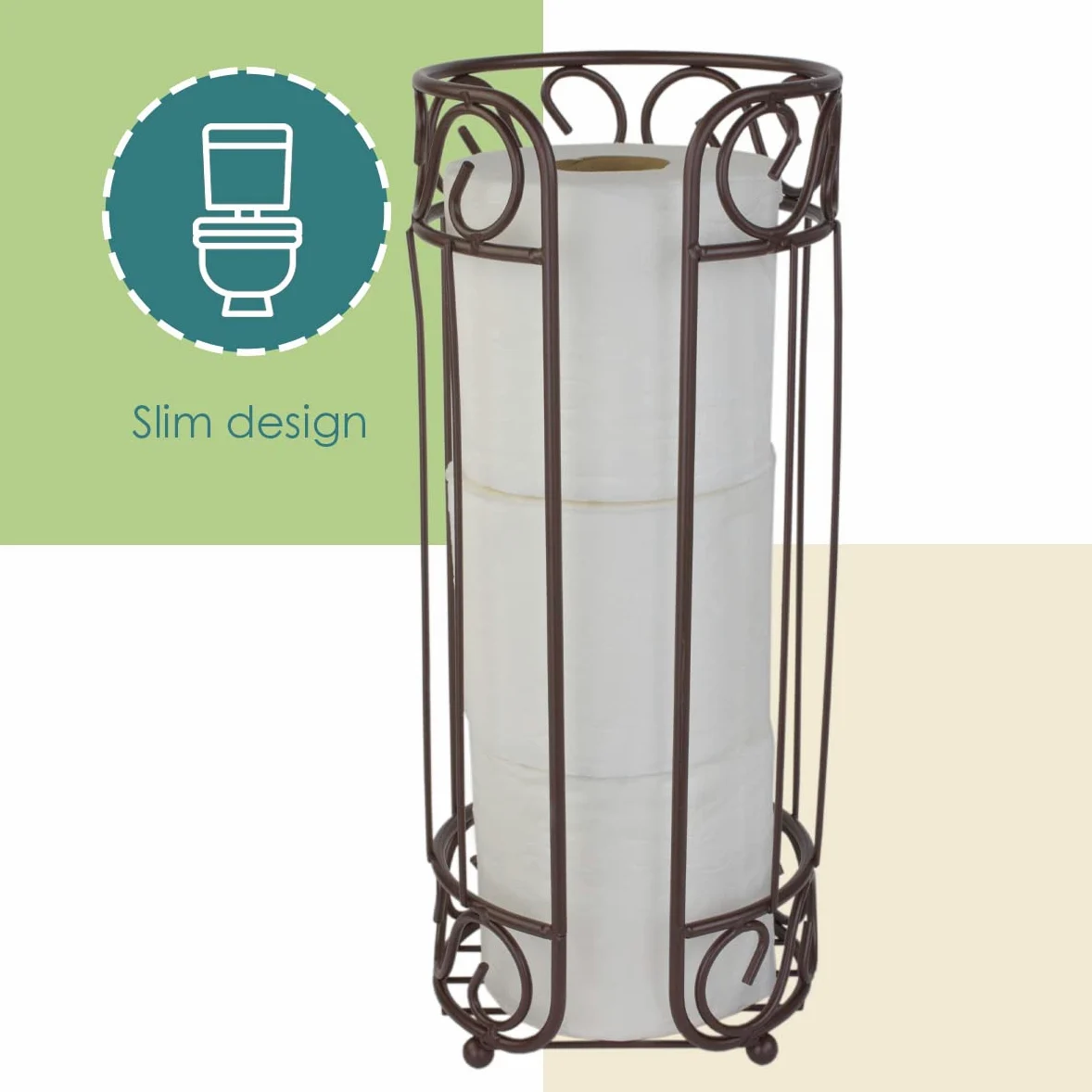 Home Basics TH10661 Porta Carta igienica, Finitura Bronzo