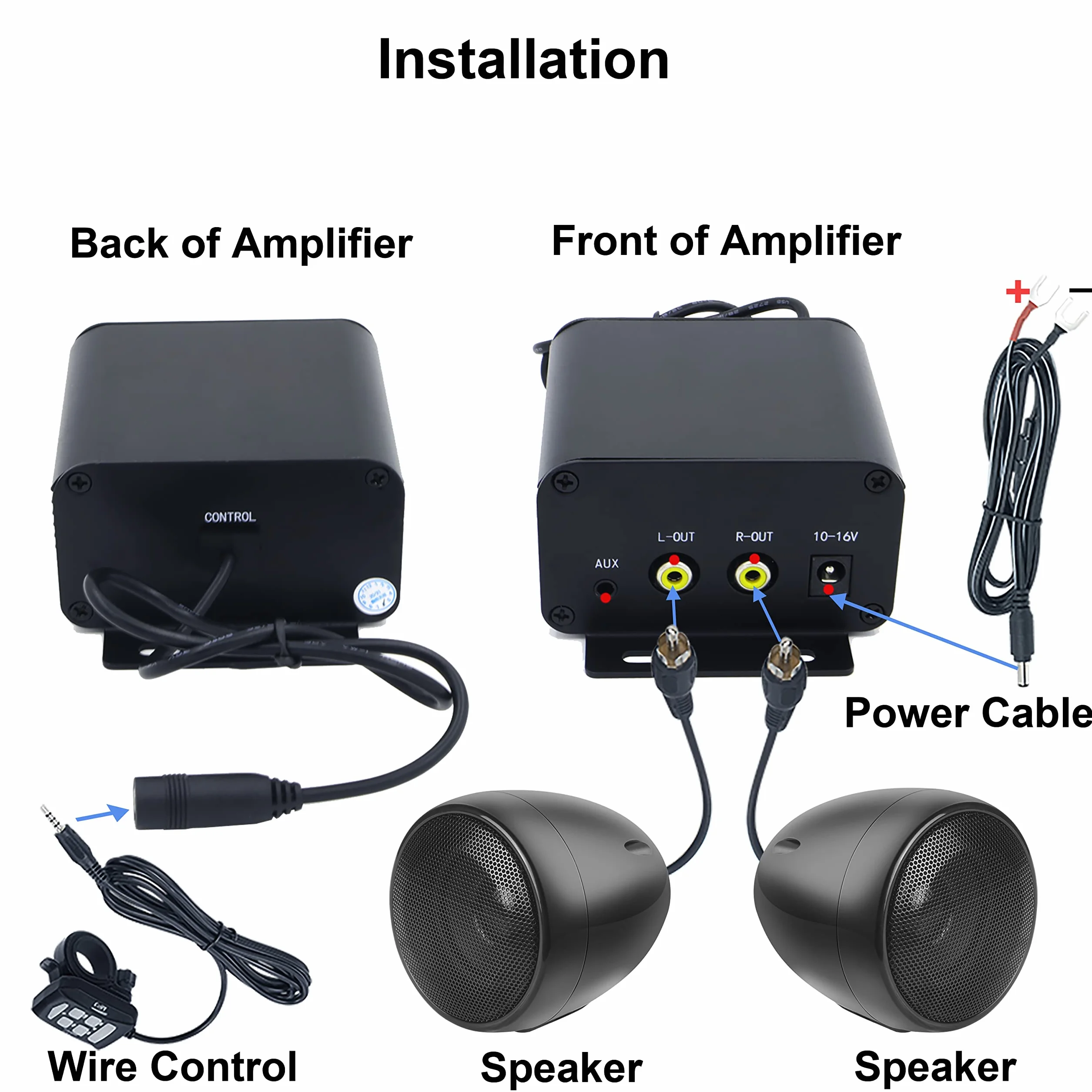 iMESTOU Amplificatore per Moto con AUX, MP3, Radio FM, 4 Pollici Full Range Impermeabile Bluetooth Altoparlanti Stereo Adatto per Manubrio Moto ATV UTV RZR