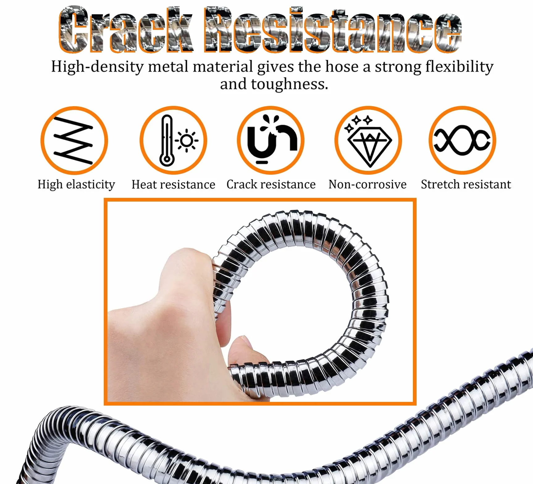 RUIXUE ® Tubo Doccia 3 Metri,Tubo doccia Flessibile, attacco universale standard G1/2, flessibile e senza pieghe, superficie elettroplaccata facile da pulire.