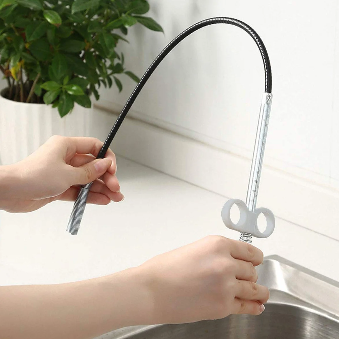 Pinza con griffe flessibile 4 griffe 90 cm Strumento per pulizia tubi scarico cucina bagno