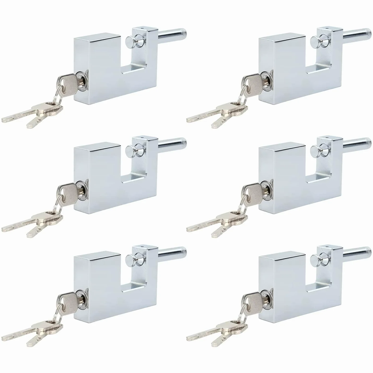Set di 6 lucchetti in acciaio resistente, soluzione di sicurezza per cancelli, porte e armadi, 8,7 x 1,9 x 5,5 cm