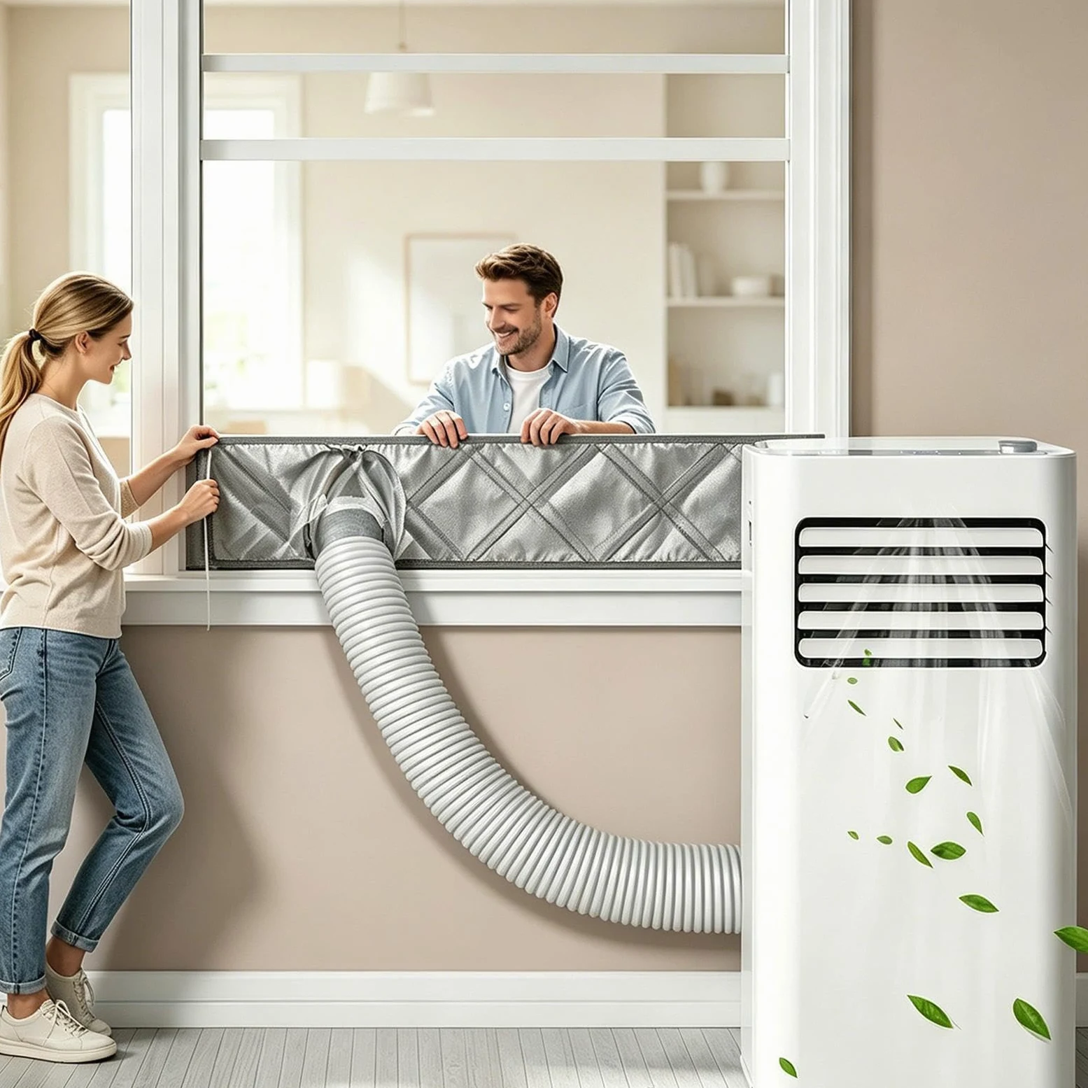 Guarnizione per Finestra Condizionatore Portatile Barriera Termoisolante | Kit di ventilazione finestra AC portatile per garage seminterrato appartamento camera da cucina casa interno