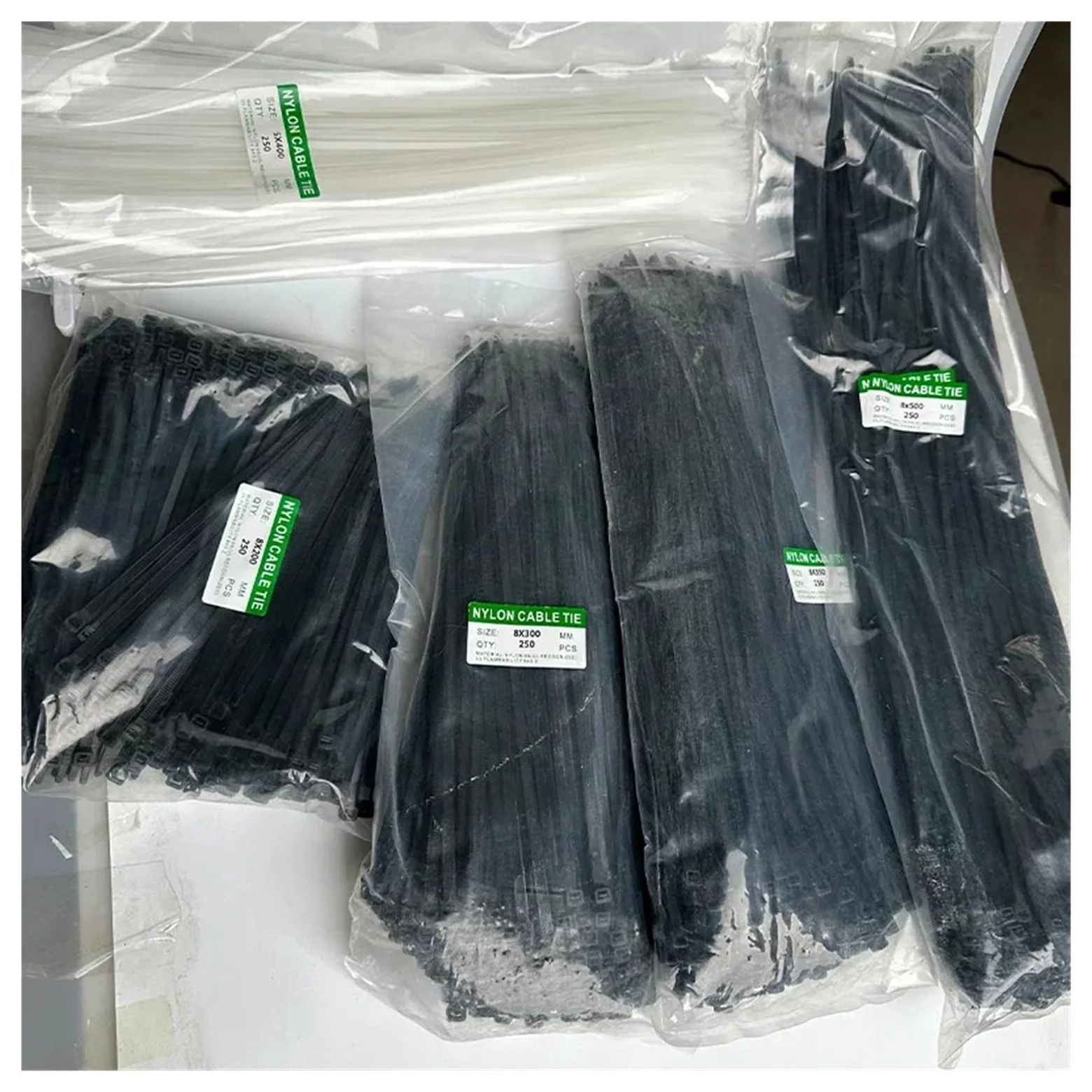 Sgancio Rapido Fascette stringicavo in nylon autobloccanti ad alta resistenza, resistenti alle intemperie for uso domestico, elettrico e industriale(8x500mm)