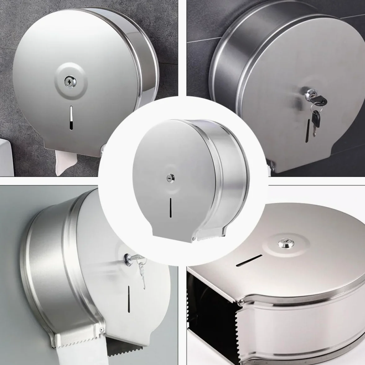 Porta Rotolo Carta da Muro Rotondo in Acciaio Inox 1 Pezzo | Argento, Stile Moderno, per Bagno e Toilette, Installazione Semplice, Design Unico